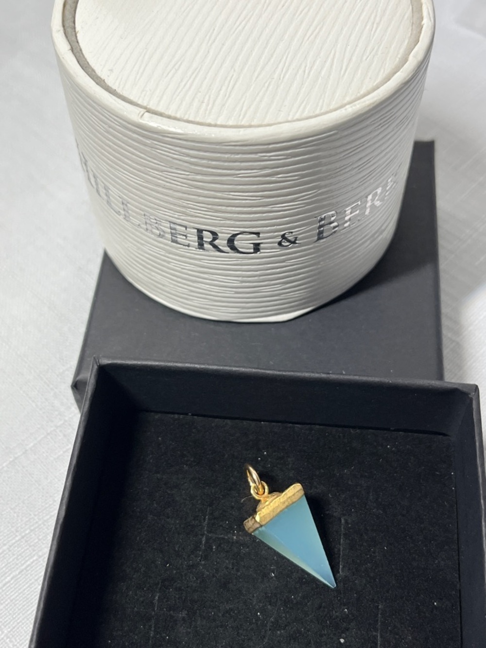 Hillberg & Berk Pyramid Turquoise Pendant Charm Gold accent. New. Gift idea!